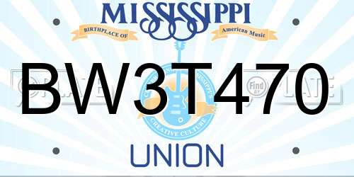BW3T470 Mississippi License Plate