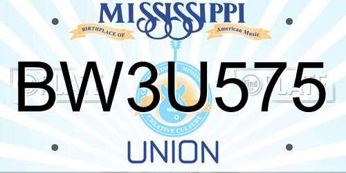 BW3U575 Mississippi License Plate