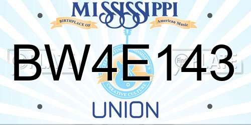 BW4E143 Mississippi License Plate