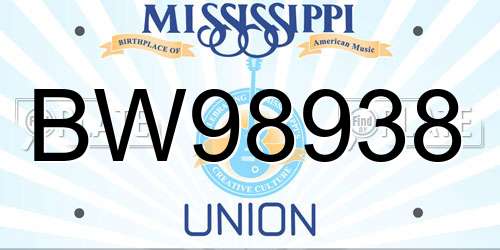 BW98938 Mississippi License Plate