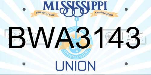BWA3143 Mississippi License Plate