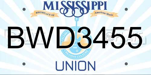 BWD3455 Mississippi License Plate