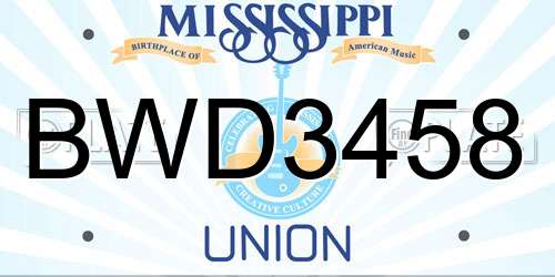 BWD3458 Mississippi License Plate