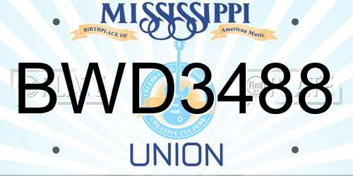 BWD3488 Mississippi License Plate
