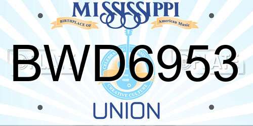 BWD6953 Mississippi License Plate