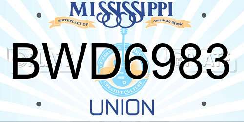 BWD6983 Mississippi License Plate