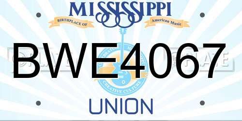 BWE4067 Mississippi License Plate