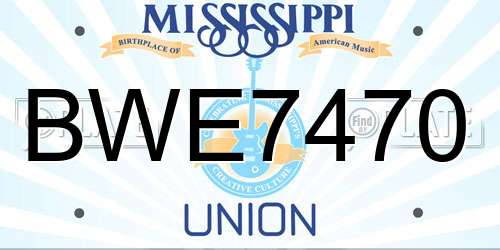 BWE7470 Mississippi License Plate