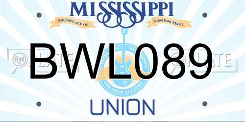 BWL089 Mississippi License Plate