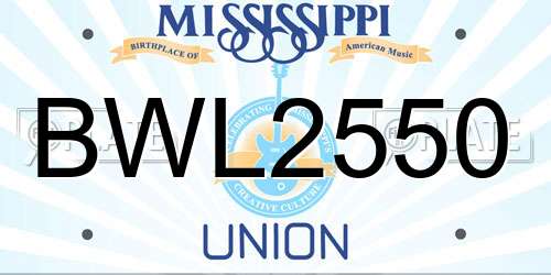 BWL2550 Mississippi License Plate