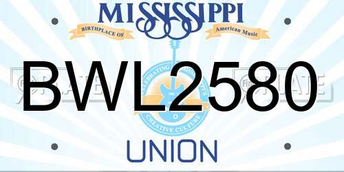 BWL2580 Mississippi License Plate