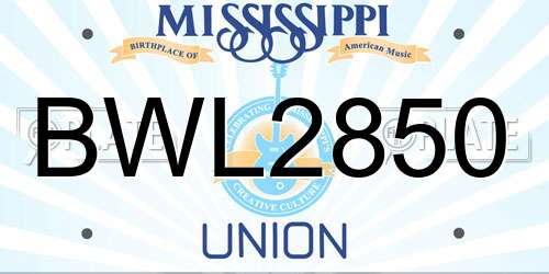 BWL2850 Mississippi License Plate