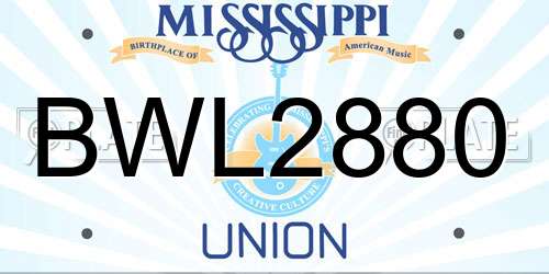 BWL2880 Mississippi License Plate