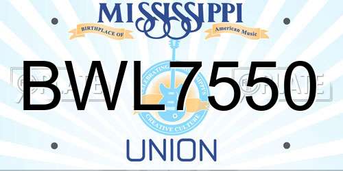BWL7550 Mississippi License Plate