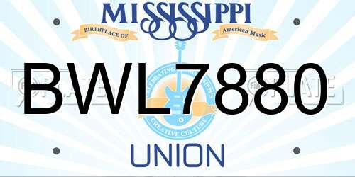 BWL7880 Mississippi License Plate