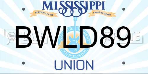 BWLD89 Mississippi License Plate