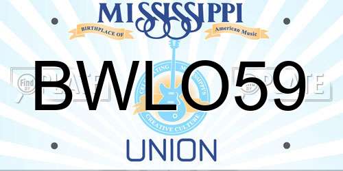 BWLO59 Mississippi License Plate
