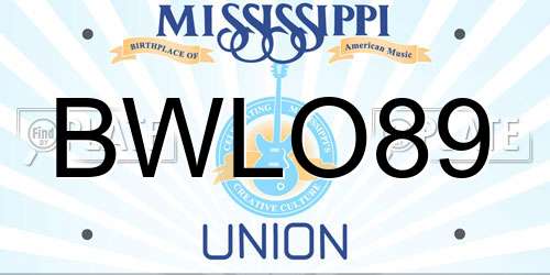 BWLO89 Mississippi License Plate