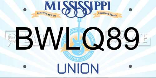 BWLQ89 Mississippi License Plate