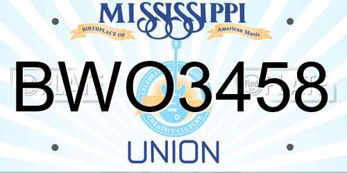 BWO3458 Mississippi License Plate