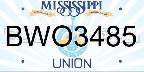 BWO3485 Mississippi License Plate