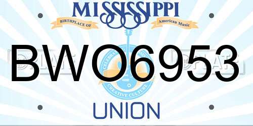 BWO6953 Mississippi License Plate