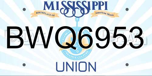 BWQ6953 Mississippi License Plate