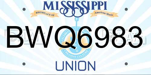 BWQ6983 Mississippi License Plate