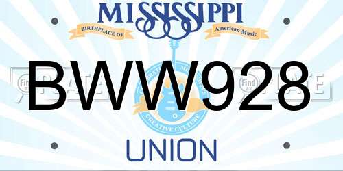 BWW928 Mississippi License Plate