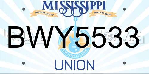 BWY5533 Mississippi License Plate