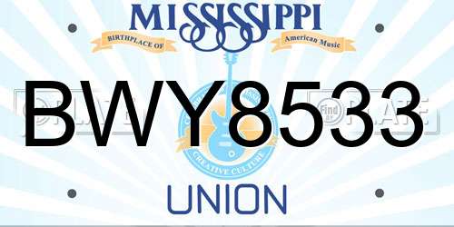 BWY8533 Mississippi License Plate