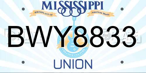 BWY8833 Mississippi License Plate