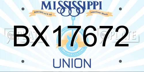 BX17672 Mississippi License Plate