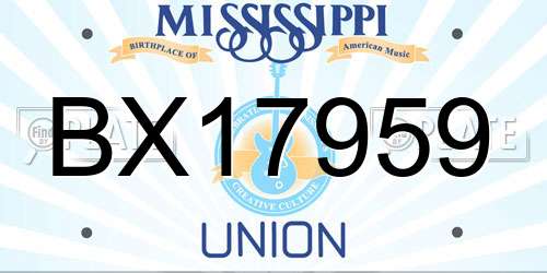BX17959 Mississippi License Plate