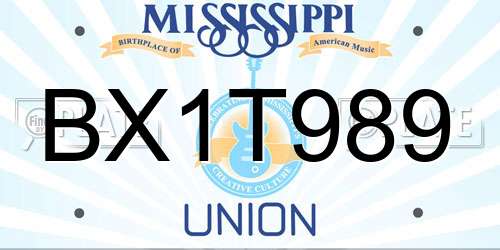 BX1T989 Mississippi License Plate