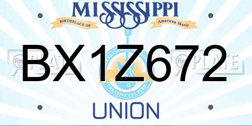 BX1Z672 Mississippi License Plate