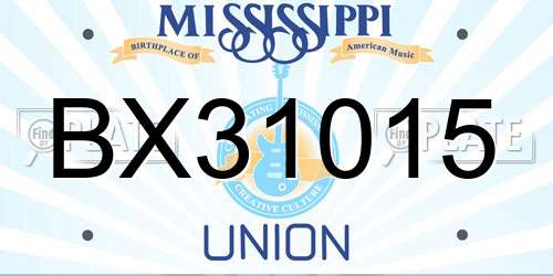 BX31015 Mississippi License Plate