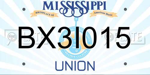 BX3I015 Mississippi License Plate