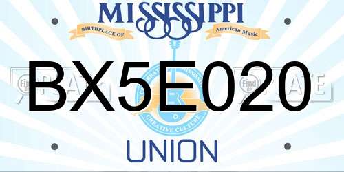 BX5E020 Mississippi License Plate