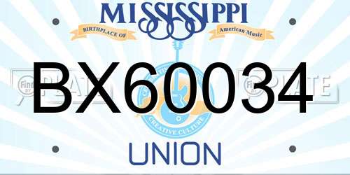 BX60034 Mississippi License Plate