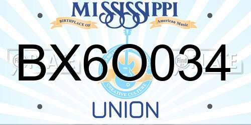BX6O034 Mississippi License Plate
