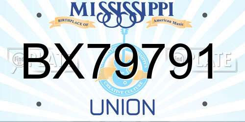 BX79791 Mississippi License Plate