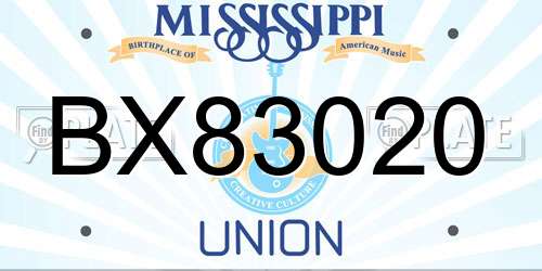 BX83020 Mississippi License Plate
