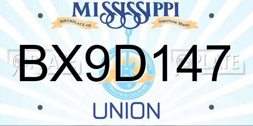 BX9D147 Mississippi License Plate
