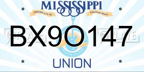 BX9O147 Mississippi License Plate