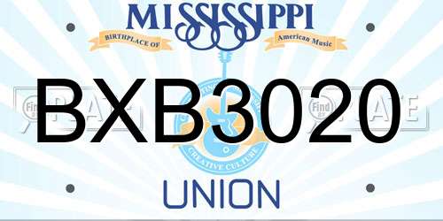 BXB3020 Mississippi License Plate