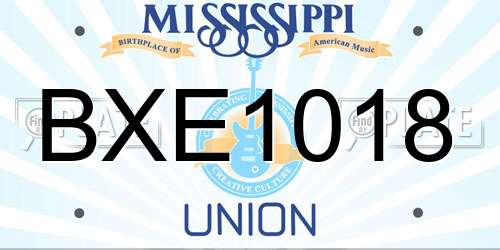BXE1018 Mississippi License Plate