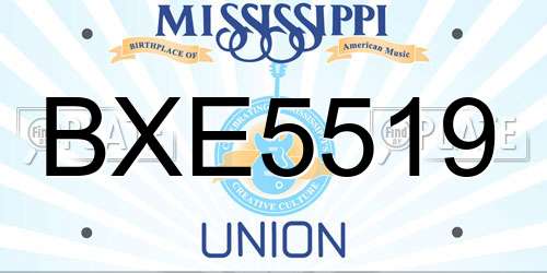 BXE5519 Mississippi License Plate