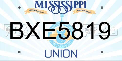 BXE5819 Mississippi License Plate
