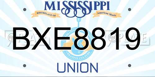 BXE8819 Mississippi License Plate